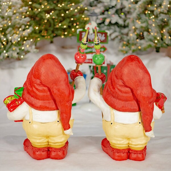 Gnomes Statues with Christmas Gifts Guards